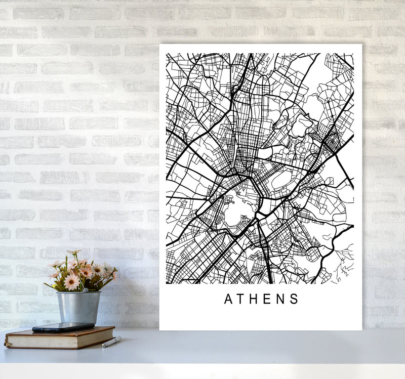 Athens Map Art Print by Pixy Paper A1 Black Frame
