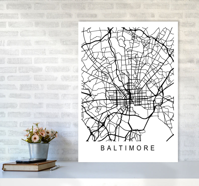 Baltimore Map Art Print by Pixy Paper A1 Black Frame