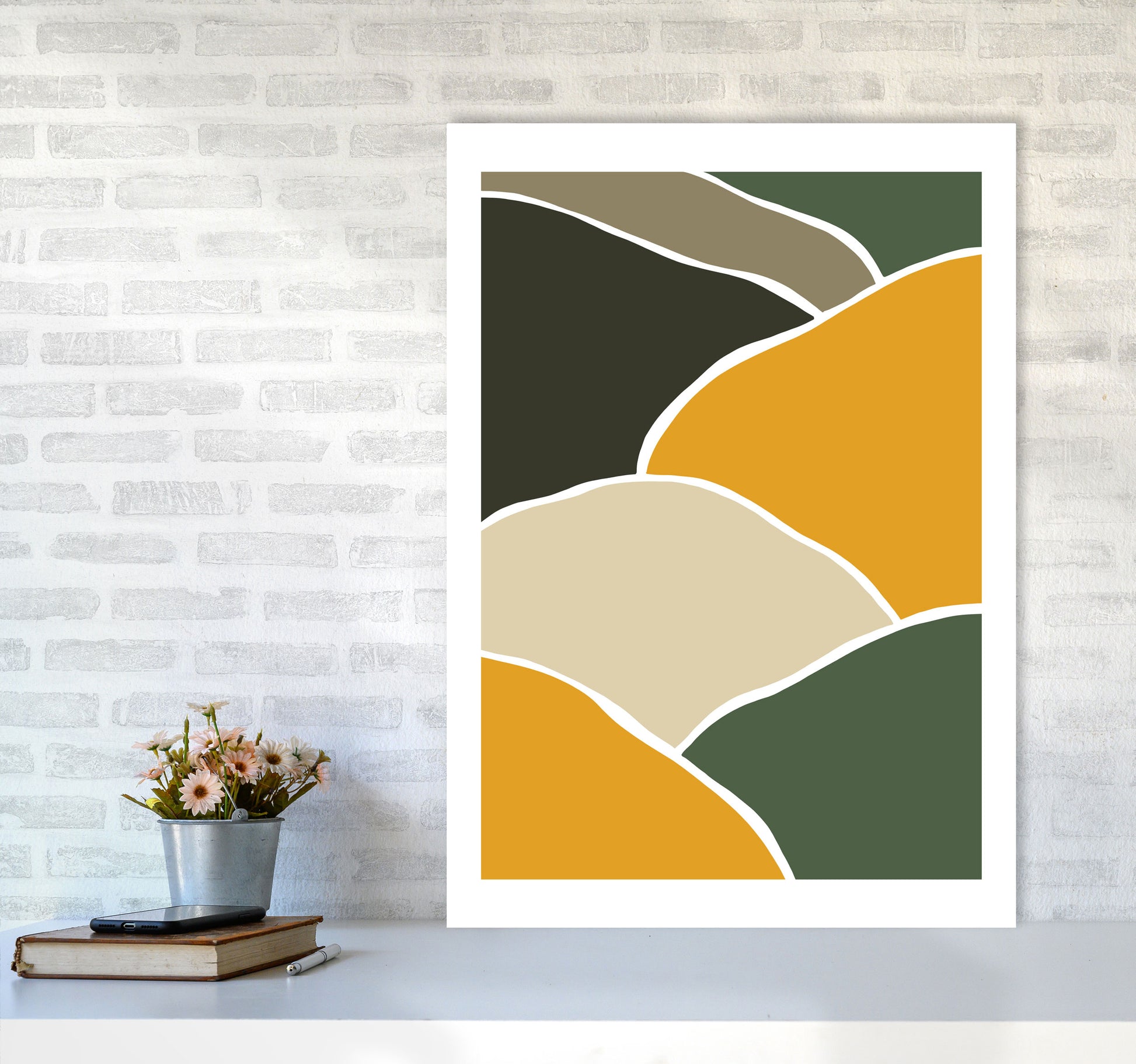Wild Collection Hills Abstract Art Print by Pixy Paper A1 Black Frame