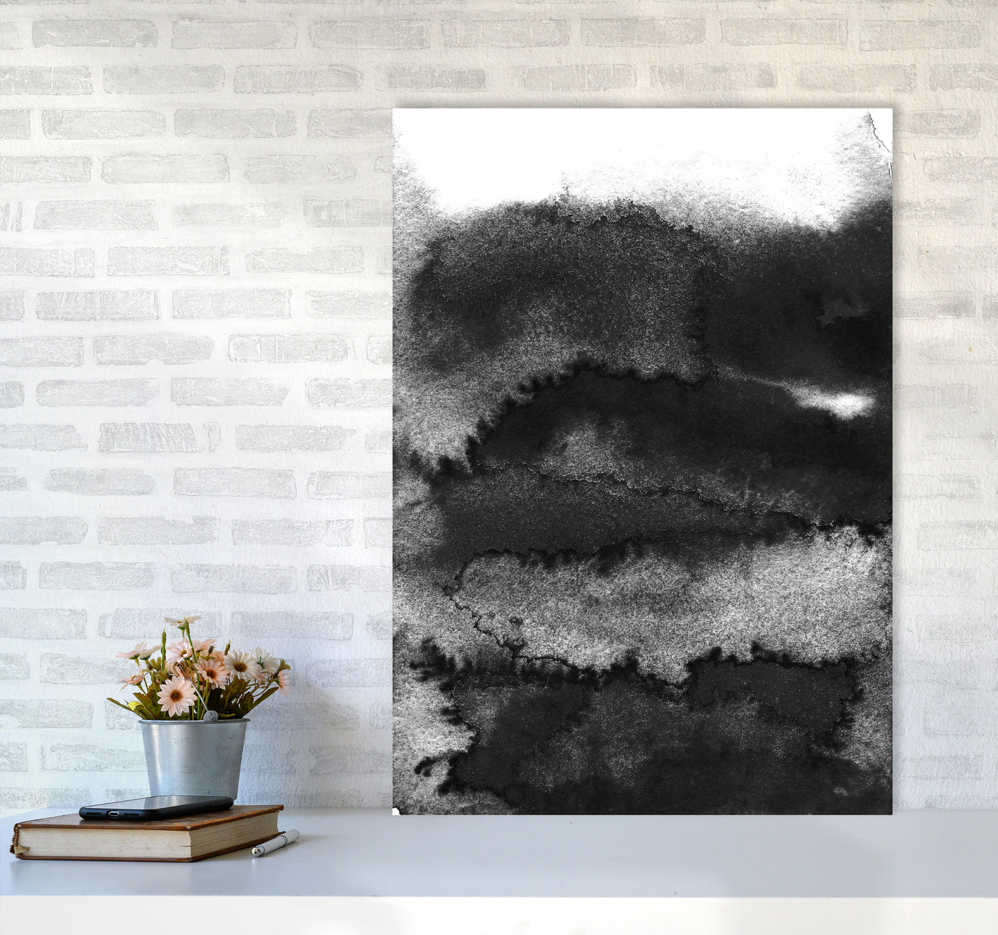 Majestic Monochrome Watercolour 16 Art Print by Pixy Paper A1 Black Frame