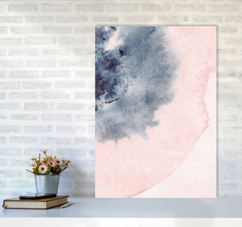 Sand Pink and Navy Watercolour 05 Art Print by Pixy Paper A1 Black Frame