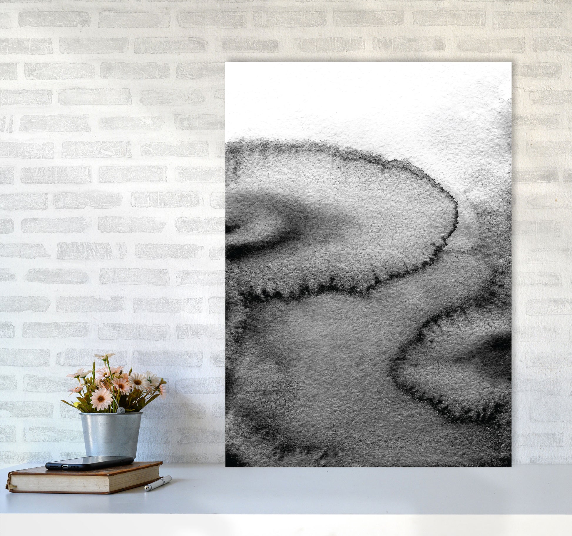 Majestic Monochrome Watercolour 15 Art Print by Pixy Paper A1 Black Frame