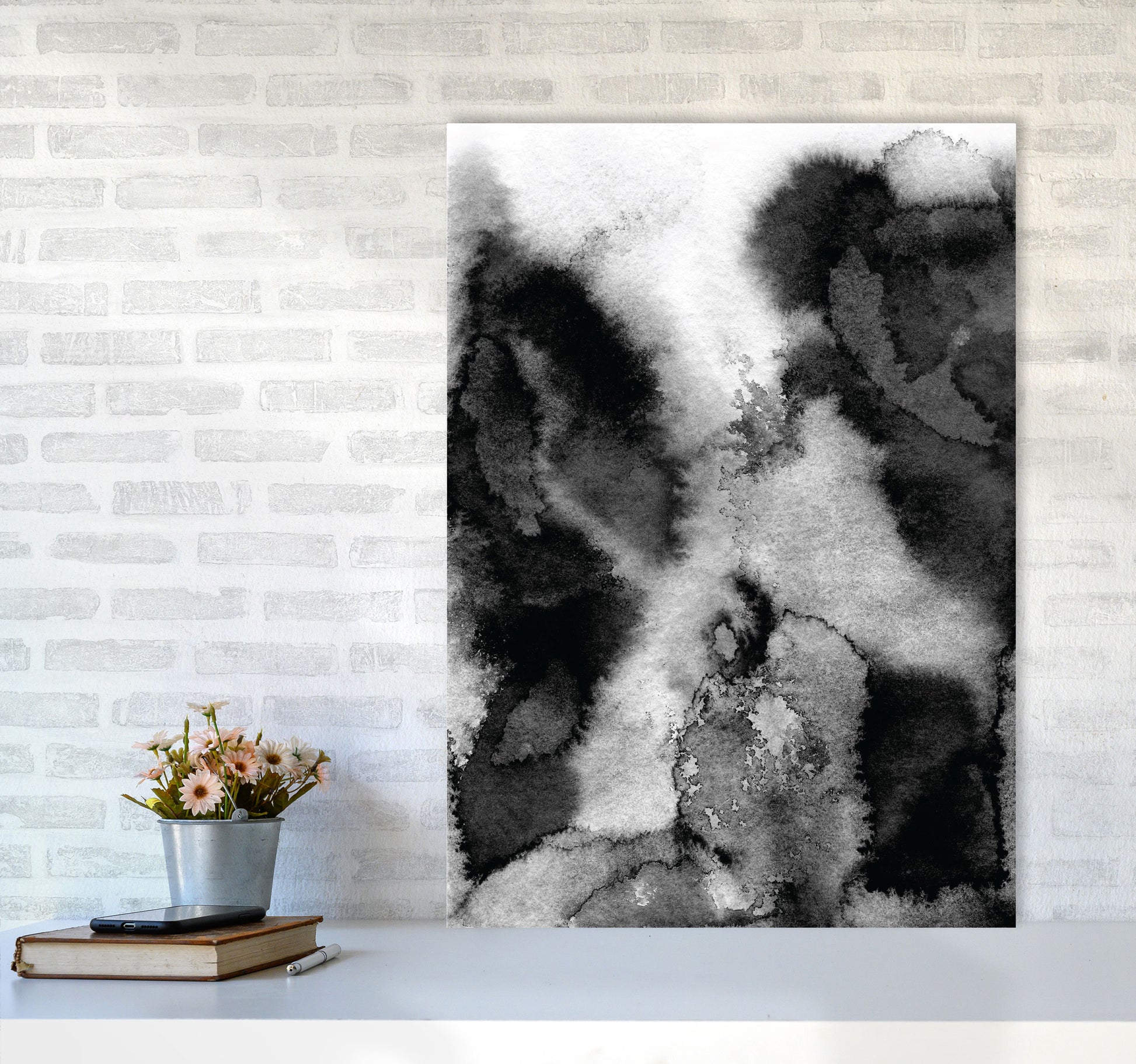 Majestic Monochrome Watercolour 11 Art Print by Pixy Paper A1 Black Frame
