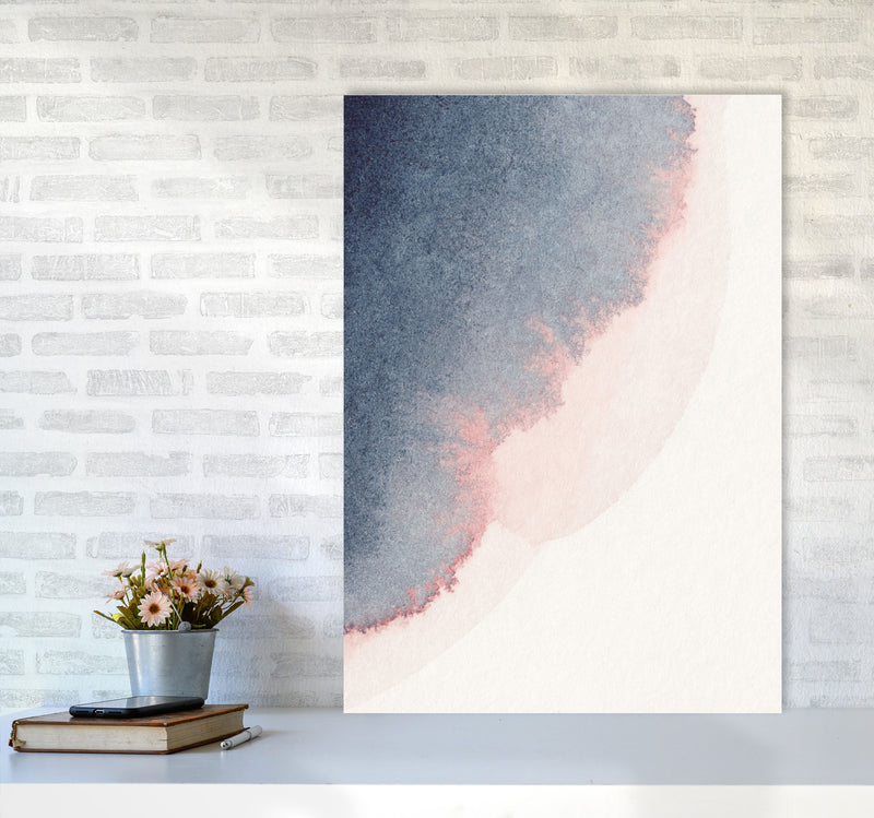 Sand Pink and Navy Watercolour 02 Art Print by Pixy Paper A1 Black Frame