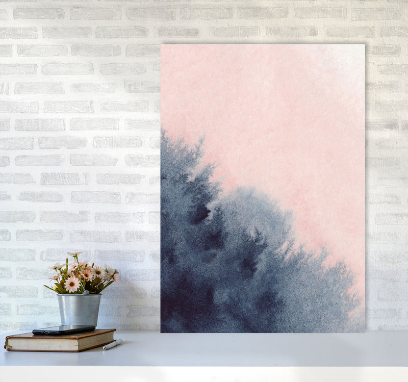 Sand Pink and Navy Watercolour 03 Art Print by Pixy Paper A1 Black Frame