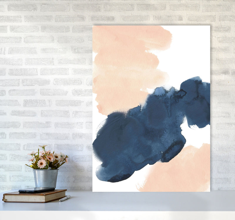Aztec Blush and Navy Watercolour 02 Art Print by Pixy Paper A1 Black Frame