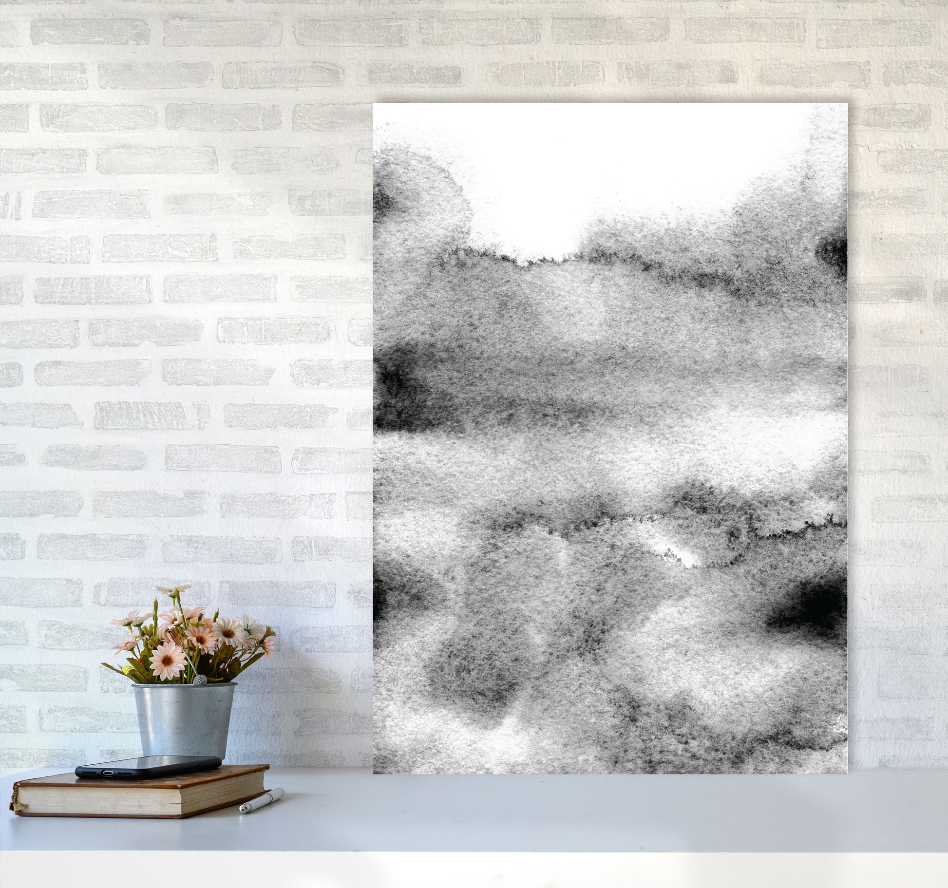 Majestic Monochrome Watercolour 04 Art Print by Pixy Paper A1 Black Frame
