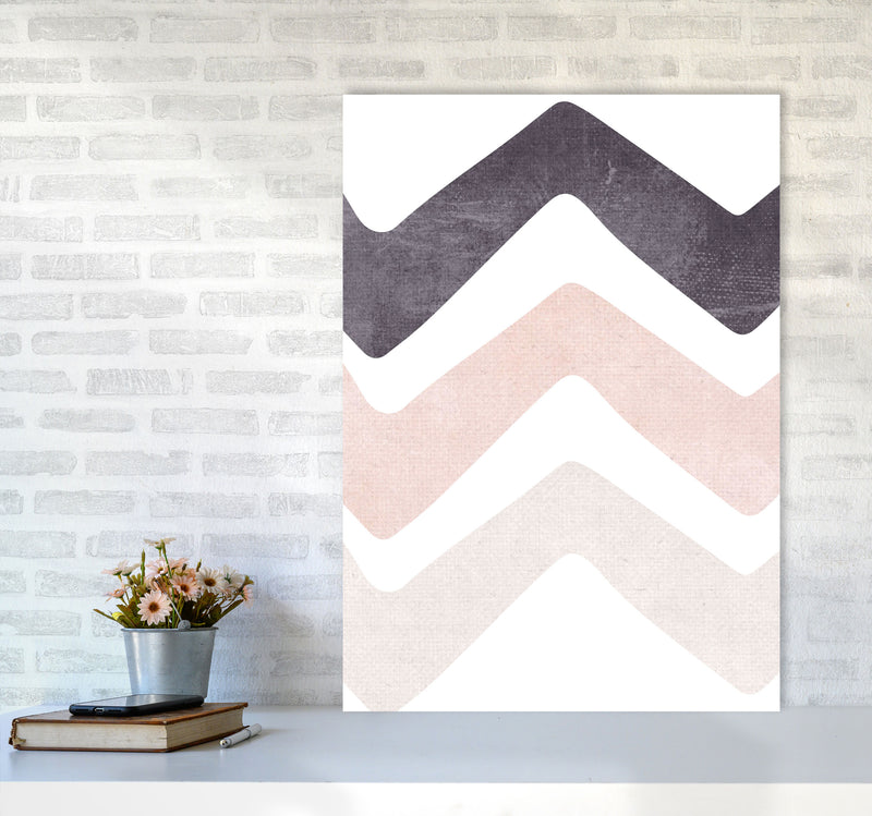 Zig zags pink cotton Art Print by Pixy Paper A1 Black Frame