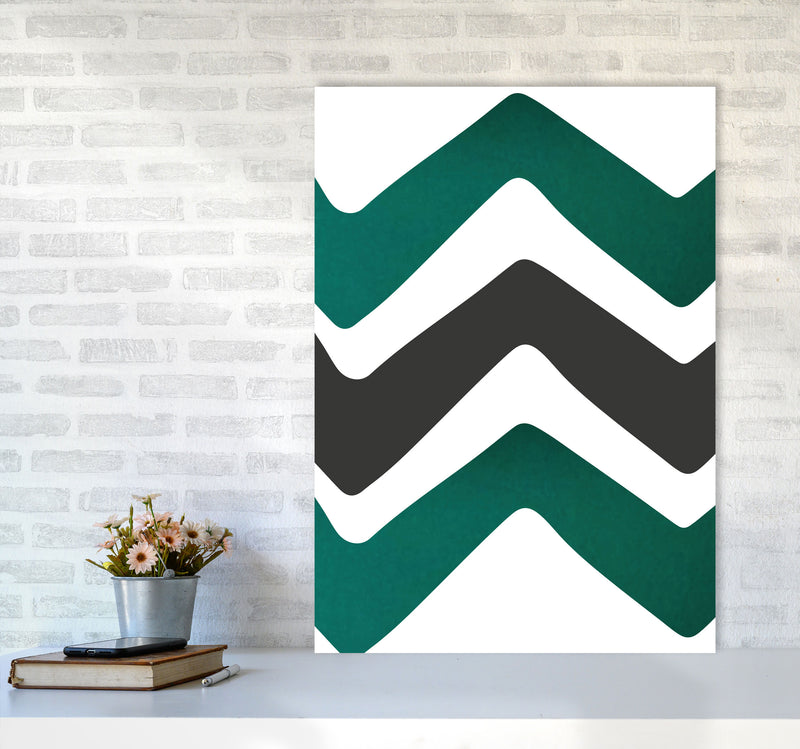 Zig zags emerald Art Print by Pixy Paper A1 Black Frame