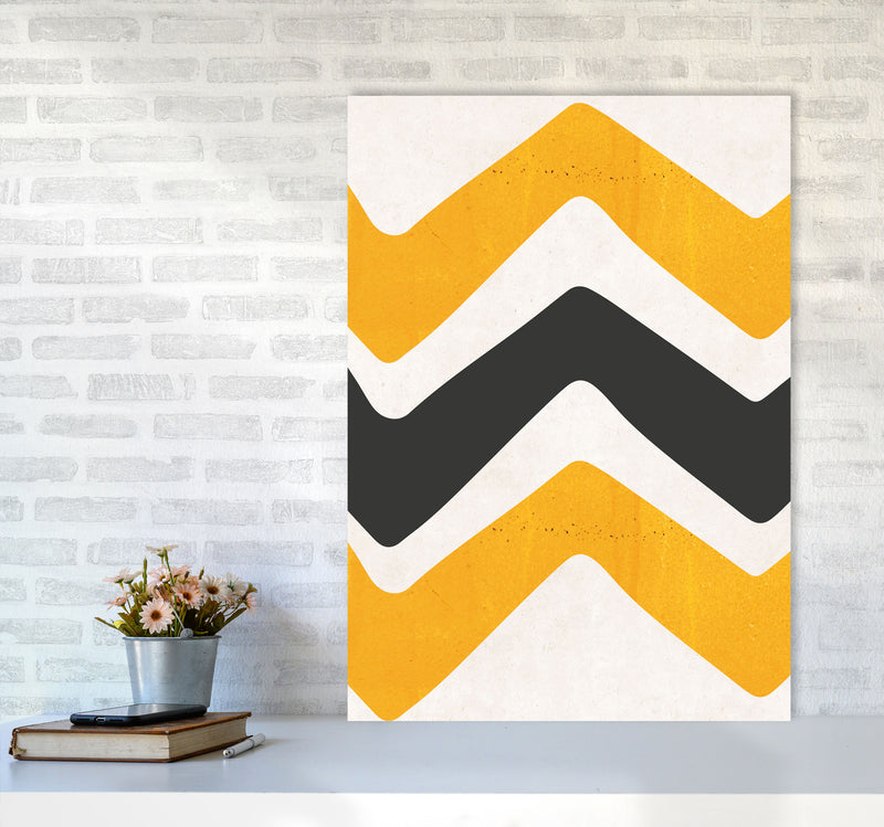 Zig zags mustard Art Print by Pixy Paper A1 Black Frame