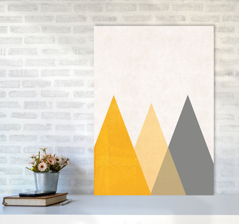 Mountains mustard Art Print by Pixy Paper A1 Black Frame