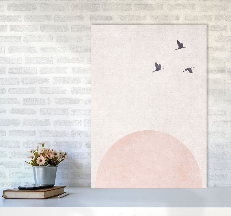 Rising sun pink cotton Art Print by Pixy Paper A1 Black Frame
