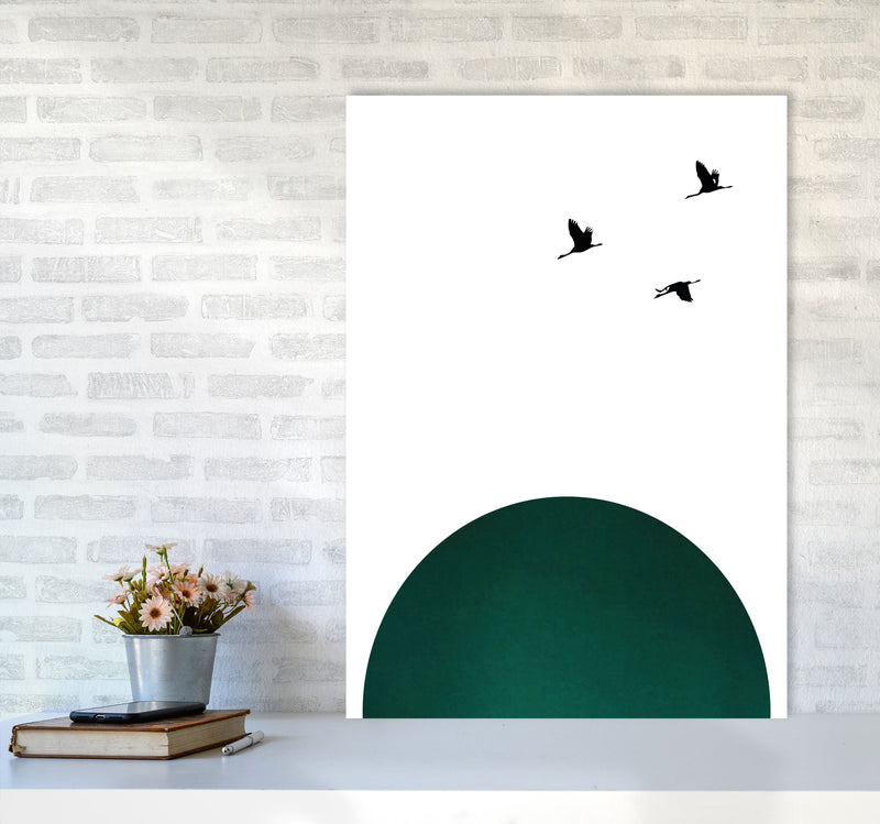 Rising sun emerald Art Print by Pixy Paper A1 Black Frame