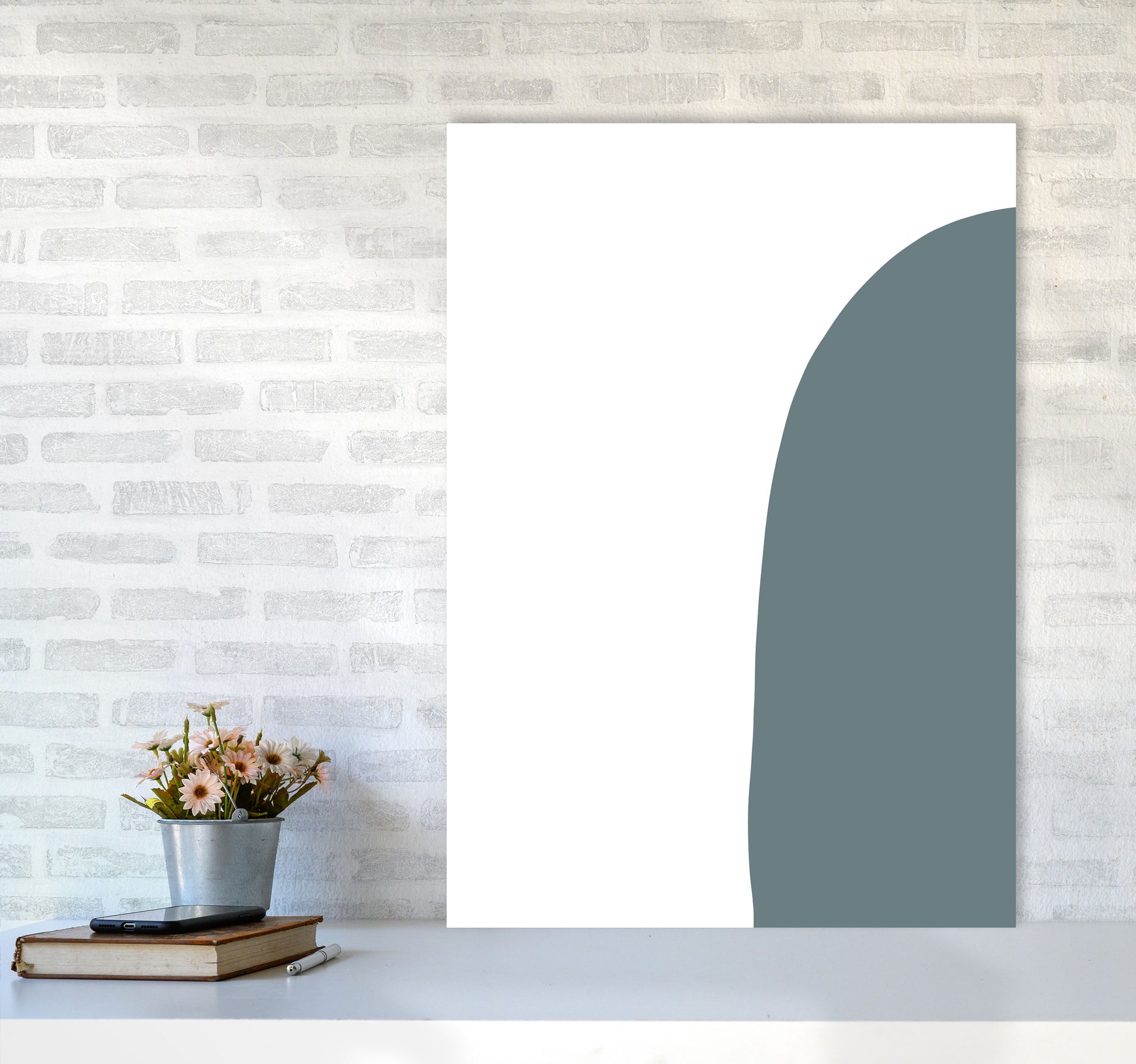 Inspired Teal Half Stone Right Art Print by Pixy Paper A1 Black Frame