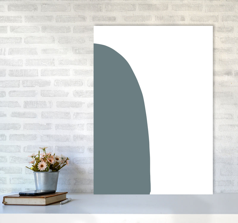 Inspired Teal Half Stone Left Art Print by Pixy Paper A1 Black Frame
