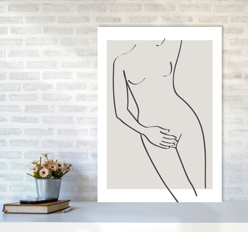 Inspired Stone Woman Line Art Black Art Print by Pixy Paper A1 Black Frame