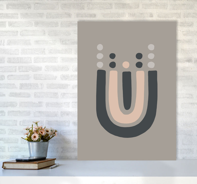 Inspired Upside Down Natural Rainbow Taupe Art Print by Pixy Paper A1 Black Frame