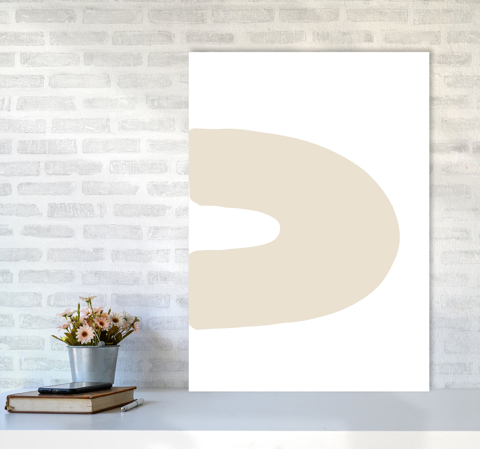 Inspired Side Beige Rainbow Art Print by Pixy Paper A1 Black Frame