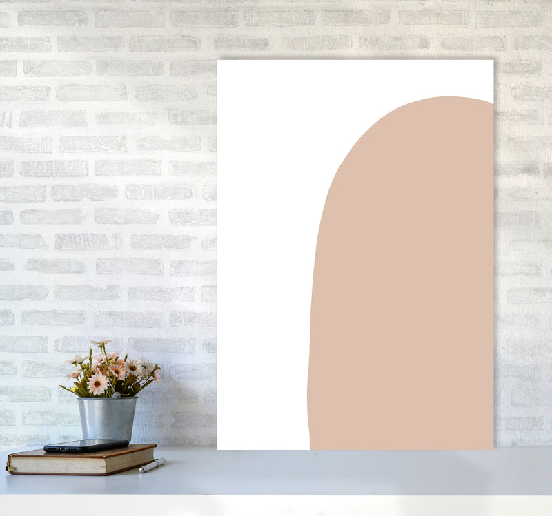 Inspired Pink Abstract Shape Art Print by Pixy Paper A1 Black Frame
