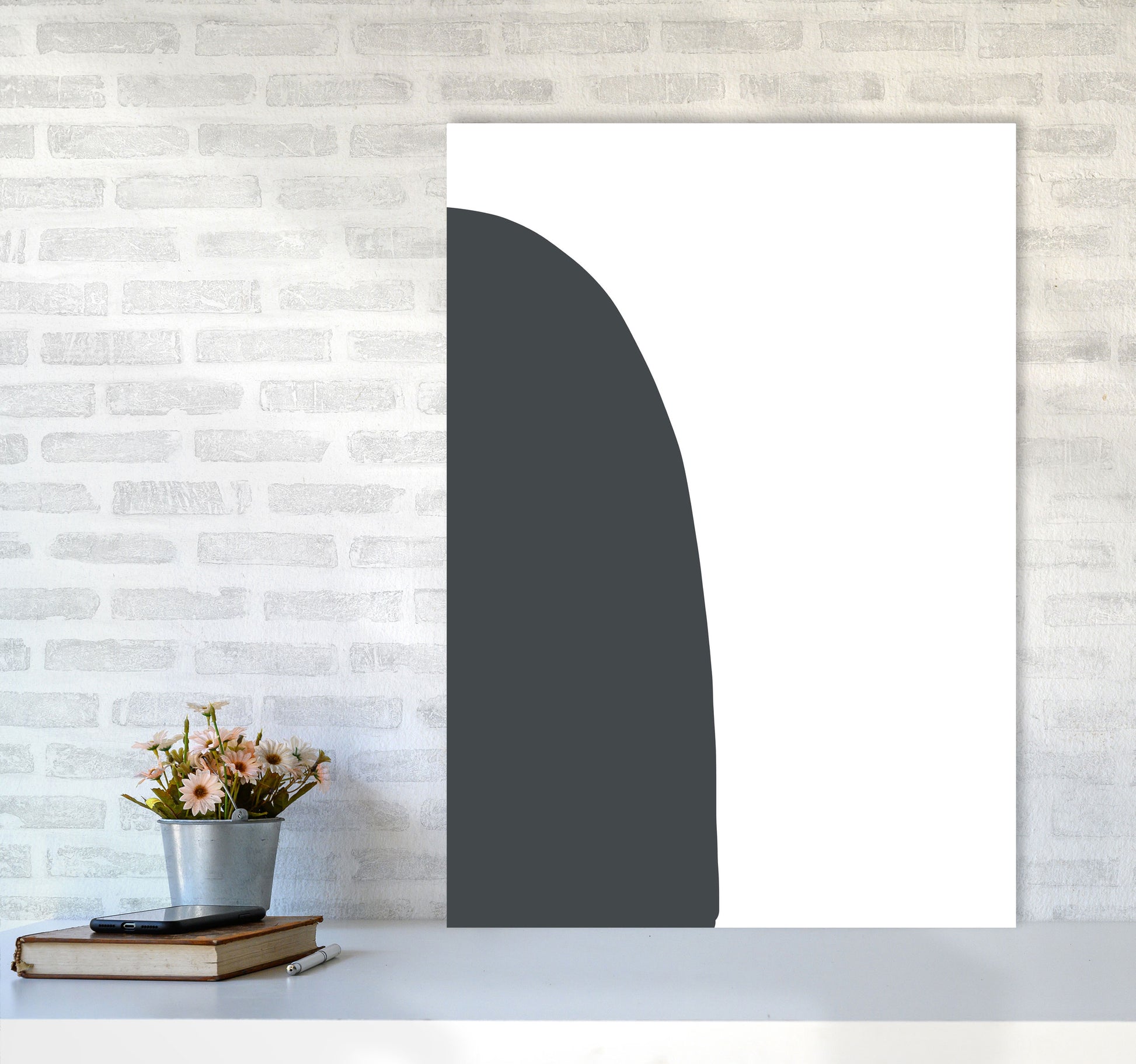 Inspired Off Black Half Stone Left Art Print by Pixy Paper A1 Black Frame