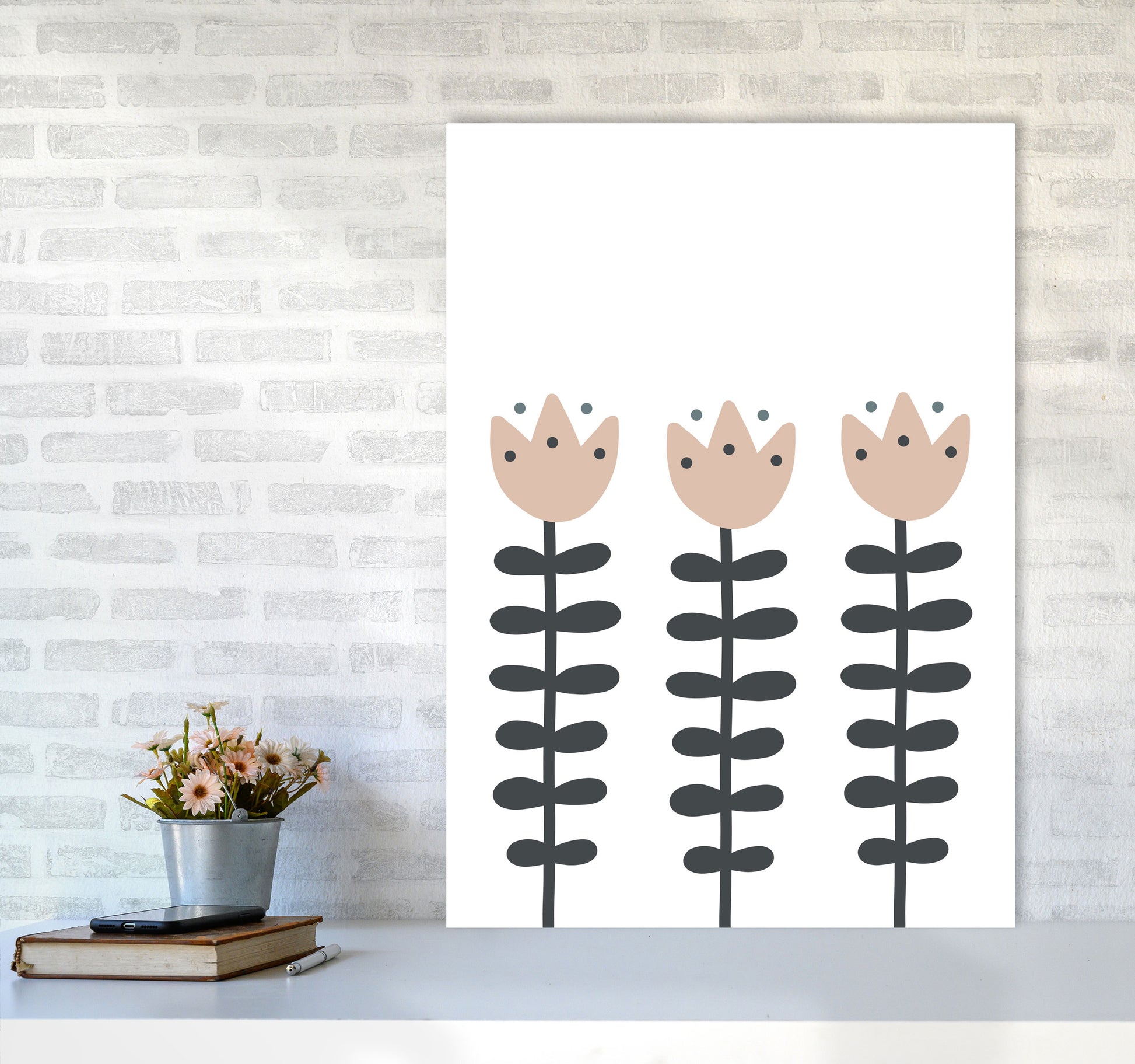 Inspired Flowers Art Print by Pixy Paper A1 Black Frame