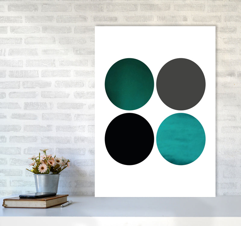 Circles Emerald Art Print by Pixy Paper A1 Black Frame