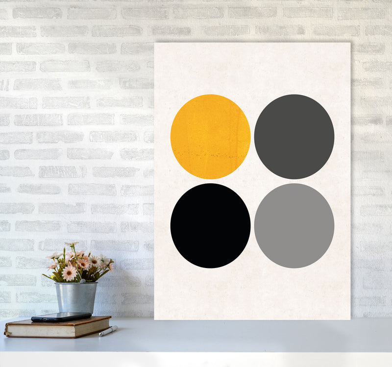 Circles Mustard Art Print by Pixy Paper A1 Black Frame