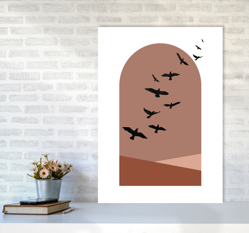 Autumn Saffron abstract Art Print by Pixy Paper A1 Black Frame