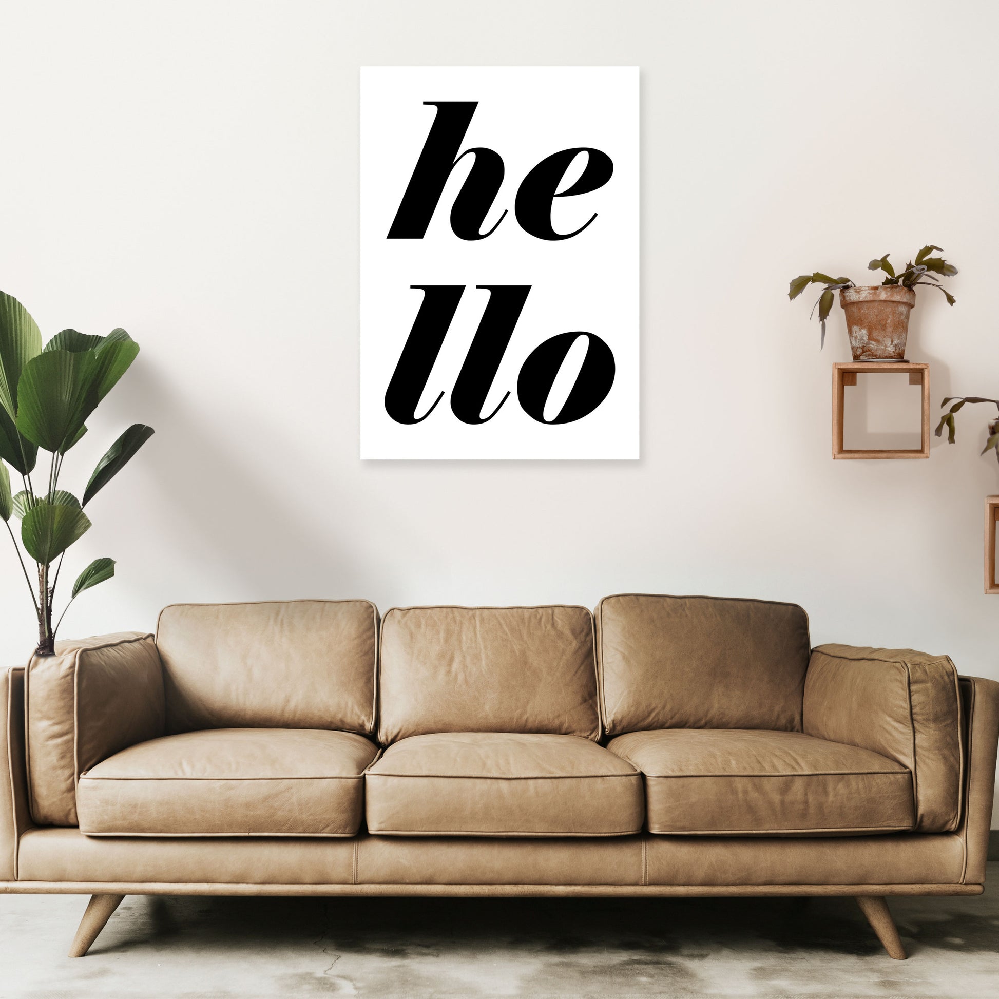 Hello Typography Art Print by Pixy Paper A1 Black Frame
