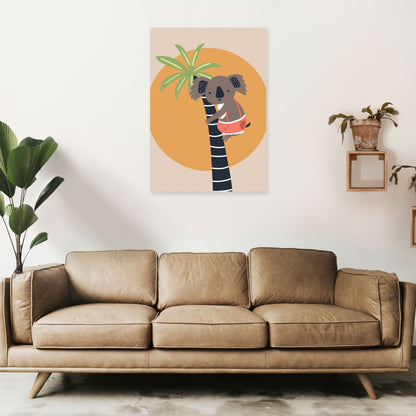 Koala in tree Neutral kids Art Print by Pixy Paper A1 Black Frame