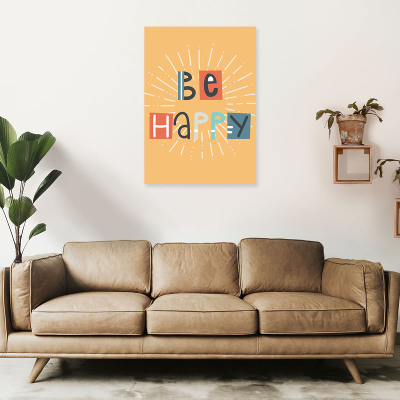 Be happy Neutral kids Art Print by Pixy Paper A1 Black Frame