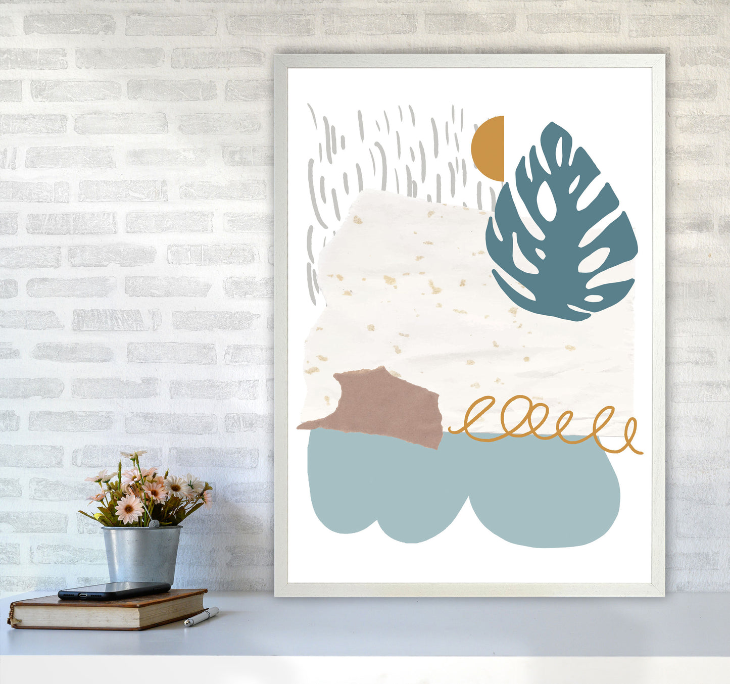 Reef Shapes Abstract 1 Modern Print A1 Oak Frame
