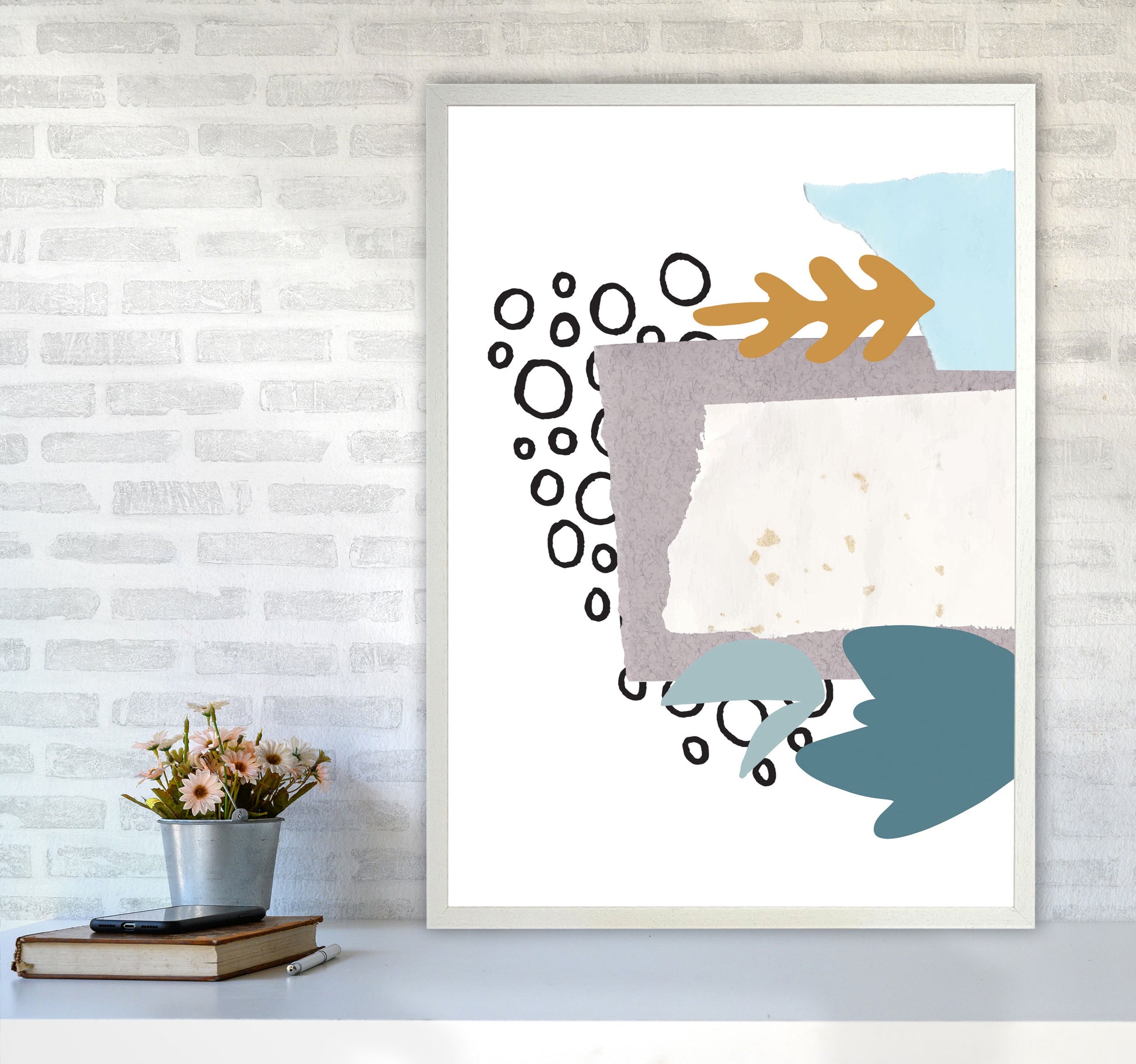 Reef Shapes Abstract 2 Modern Print A1 Oak Frame