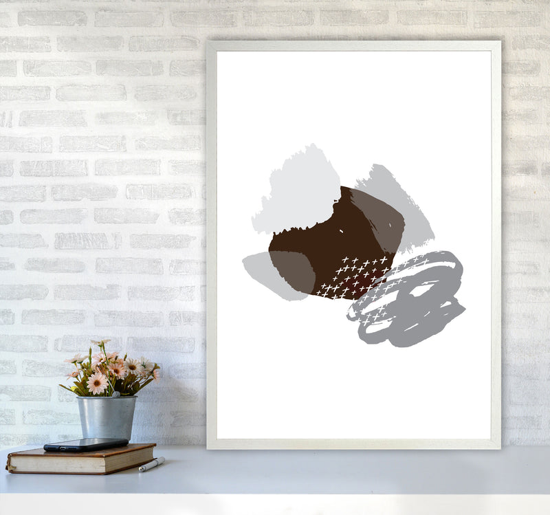 Grey And Black Mismatch Abstract Modern Print A1 Oak Frame