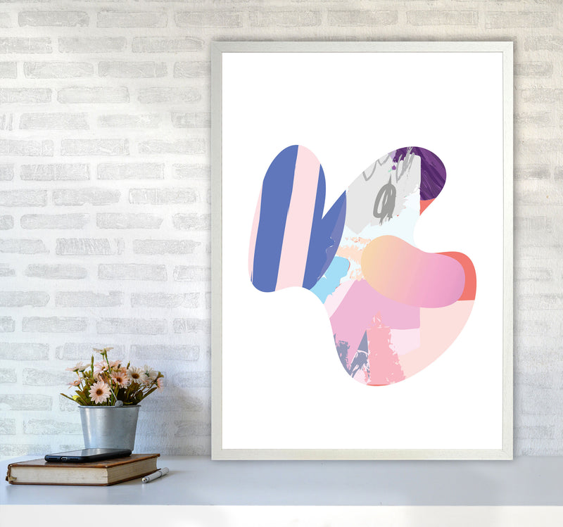 Pink Abstract Butterfly Shape Modern Print A1 Oak Frame