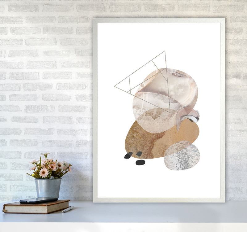 Abstract Geometric Pebble Modern Print A1 Oak Frame