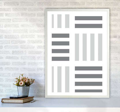 Grey Abstract Patterns 2 Modern Print A1 Oak Frame