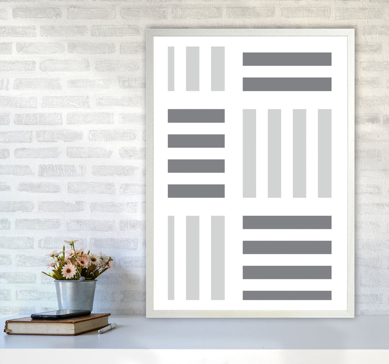 Grey Abstract Patterns 2 Modern Print A1 Oak Frame