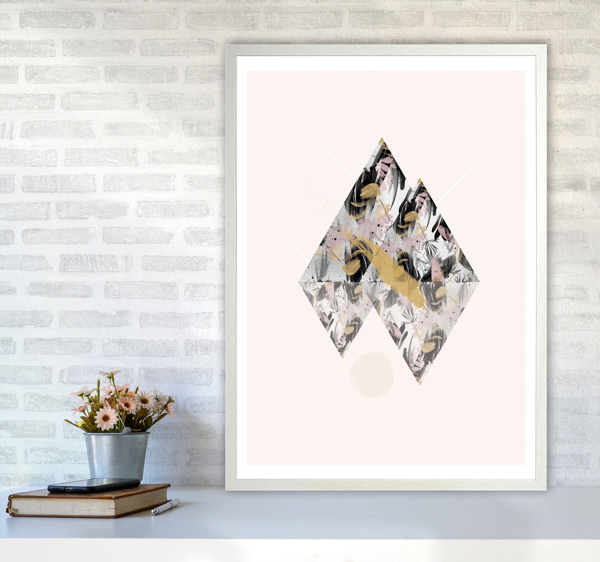 Random Geo Styles 2 Modern Print A1 Oak Frame