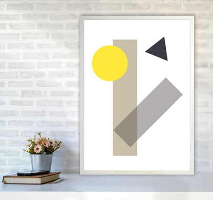 Random Yellow Geo Styles 3 Modern Print A1 Oak Frame