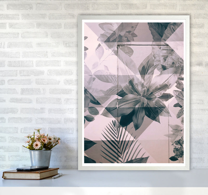 Abstract Retro Flower Pattern Modern Print A1 Oak Frame