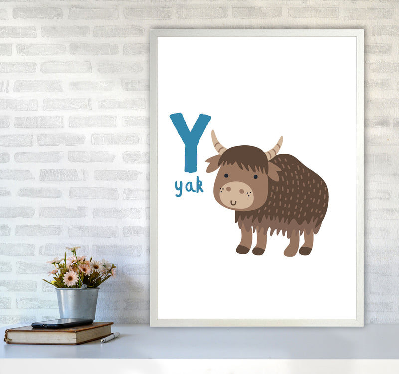Alphabet Animals, Y Is For Yak Framed Nursey Wall Art Print A1 Oak Frame
