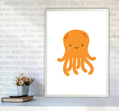 Children&#39;s Animals, Octopus Modern Print A1 Oak Frame