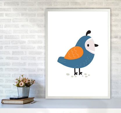Children&#39;s Animals, Quail Modern Print A1 Oak Frame