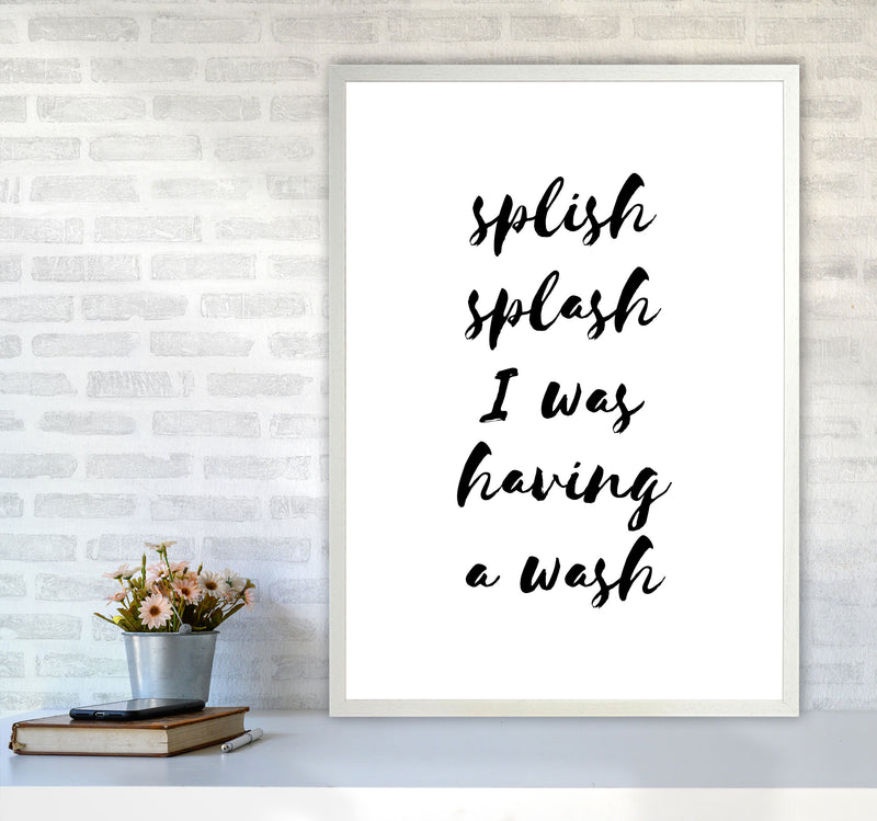 Splish Splash I Was Having A Wash, Bathroom Modern Print, Framed Wall Art A1 Oak Frame