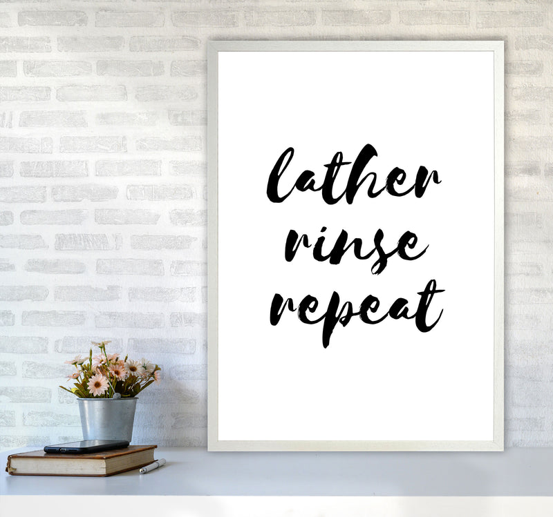 Lather Rinse Repeat, Bathroom Modern Print, Framed Bathroom Wall Art A1 Oak Frame