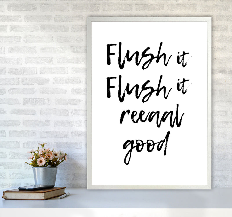 Flush It Real Good, Bathroom Modern Print, Framed Bathroom Wall Art A1 Oak Frame