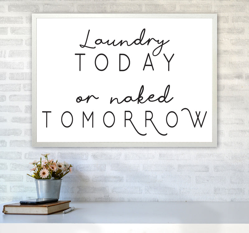 Laundry Today Landscape, Bathroom Modern Print, Framed Bathroom Wall Art A1 Oak Frame