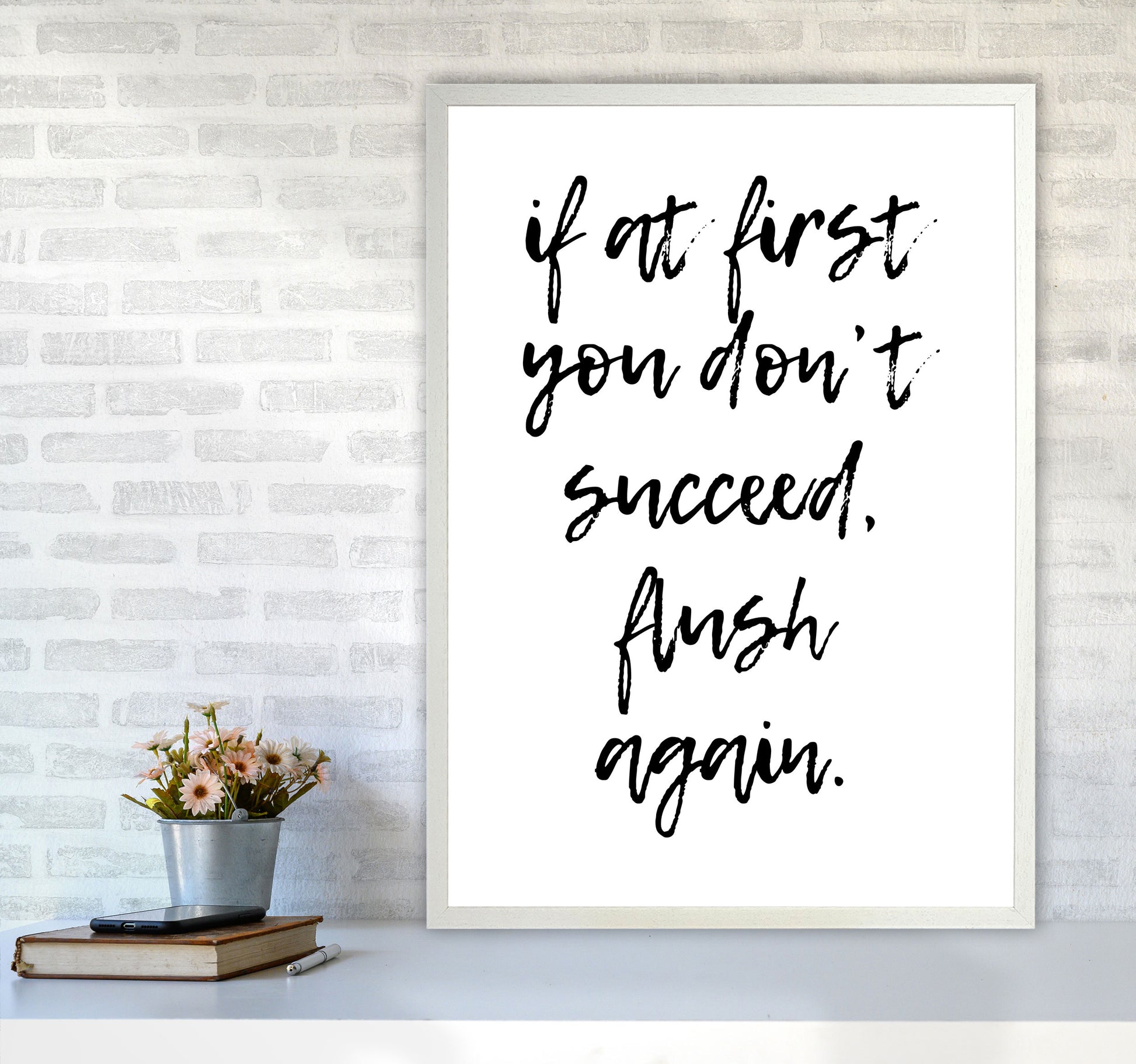 Flush Again, Bathroom Modern Print, Framed Bathroom Wall Art A1 Oak Frame