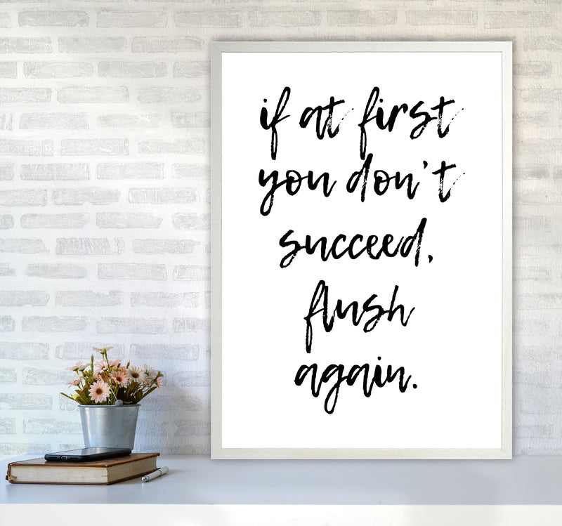 Flush Again, Bathroom Modern Print, Framed Bathroom Wall Art A1 Oak Frame